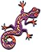 Lizard gekko salamander hippie pink embroidered applique iron-on patch S-1561