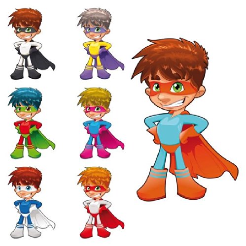 In studio Wall Decals Young Superheroes Funny Cartoon and Vector Characters - 36 inches x 36 inches - Peel and Stick Removable Graphic