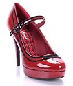 Mary Jane Pump Shiny Red Black Trim