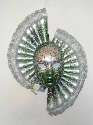 Venetian Carnival Art Deco Wall Mask – Green Fan Mask