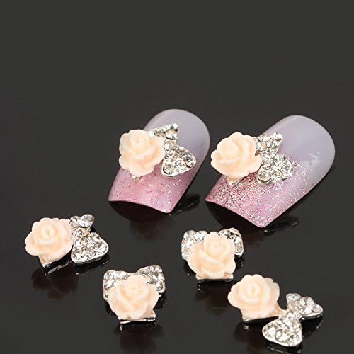 ECBASKET 10pcs 3D Yellow Rose Mix Crystal Rhinestone Nail Art Decorations Alloy Nail Art Tips DIY Nail Art Decoration