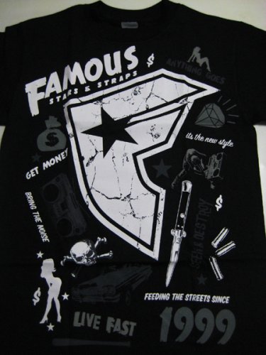FAMOUS STARS AND STRAPS （フェイマス スターズ アンド ストラップス）／Seek and Destroy（Black W/Multi）Ｔシャツ シーク　アンド　デストロイ ブラック マルチ　Mサイズ