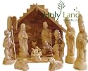 Wooden Nativity - Medium size house and figures - Hand Carved in Bethlehem, the Holy Land
