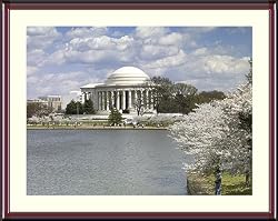 Cherry Trees and the Jerrerson Memorial in Spring Photograph - Beautiful approx. 24"x28" Framed & Matted Photographic Print by Carol M. Highsmith