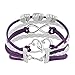 Hithop Leather Wrap Bracelets Women Double Hearts Infinity Rope Wristband Bracelets Gifts (Purple)