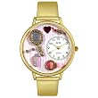Whimsical Unisex Make-Up Gold Leather And Goldtone Watch #G1610007