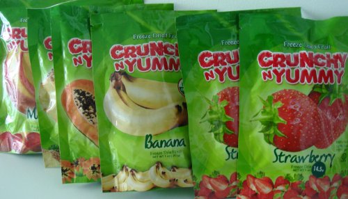 CRUNCHY N YUMMY FREEZE DRIED FRUIT 4 Strawberry (0.5 oz) and 2 Banana, 2 Pineapple, 2 Mango, 2 Papaya (1 oz)