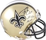 Drew Brees Autographed Mini Helmet | Details: - Half New Orleans Saints and Half Super Bowl XLIV Logo, SB XLIV Champ Inscription