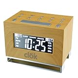 GPX Intelli-Set Clock with Digital Tune AM/FM Radio - Light Wood
