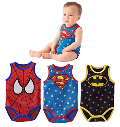 StylesILove Super Hero Print Baby Jumpsuit