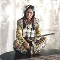 CHIEF SITTING WITH PEACE PIPE FIGURINE STAUTE WESTERN