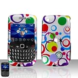 Colorful Polka Snap on Design Case Hard Case Skin Cover Faceplate for Blackberry Curve 8520 8530 + Screen Protector Film