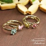 お花＆ちょうちょリングセット 指輪 指輪 ブルー