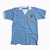 Score Draw Official Retro Manchester City Mens 1976 Football League Cup Final shirt - Large, Sky
