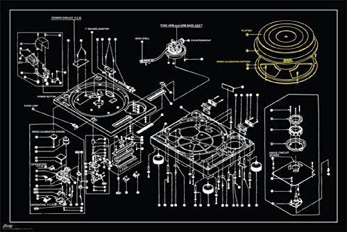 Steez Tech 1200 Turntable Blueprint Decorative Music Urban Art Poster Print 24x36