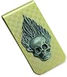 Fire Skull Checkerboard Money Clip