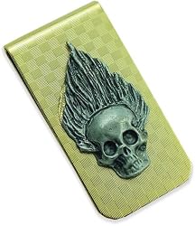 Fire Skull Checkerboard Money Clip