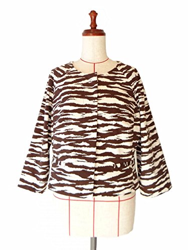 ジャケット ノーカラー ７分袖 コットン アニマル 柄 Ｍサイズ ~ Ｌサイズ ANNE KLEIN ( アンクライン )１点物 株式会社キングアンドクイーン
