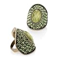 Peridot & Crystal Fashion Ring Burnt Gold & Green