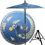 Japanese Garden Decor - 84 Far Eastern Birds Oriental Patio Umbrella Bamboo Stand Optional