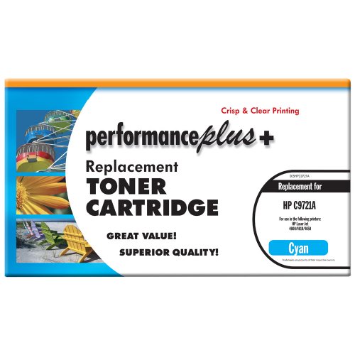 Performance Plus Remanufactured C9721A Cyan Laser Toner Cartridge, Qualtity, Clear, Crisp Printing
