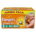 Pampers Simply Dry Gr.3 Midi 4-9kg Jumbo Box, 2er Pack (2 x 90 Windeln)