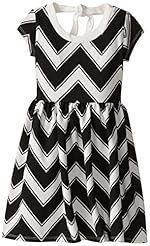 Girls Chevron Print Open-Back Polyester/Spandex  Dress