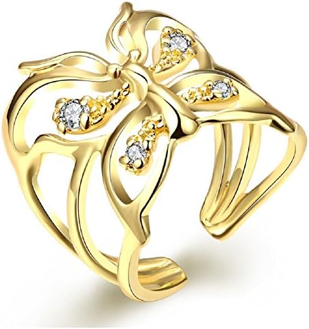 New Arrival Fashion Gold Plated Butterfly Open Ring (Adjustable Size)