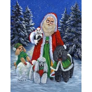 Santa and Poodles Christmas Cards