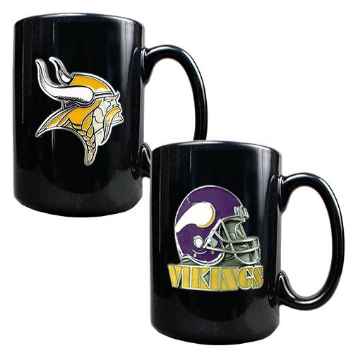 Minnesota Vikings NFL 2pc Coffee Mug Set-Helmet/Primary Logo