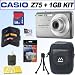 Casio Exilim EX-Z75 7.2MP Digital Camera with 3x Anti Shake Optical Zoom (Silver) + 1GB Accessory Kit