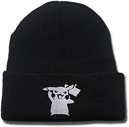 JASOND Pokemon Pikachu Beanie Embroidery Knitted Hat Skull Cap
