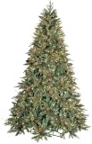 GKI/Bethlehem Lighting 7-1/2-Foot PE/PVC Christmas Tree with Clear Mini Lights, Full Green River Spruce