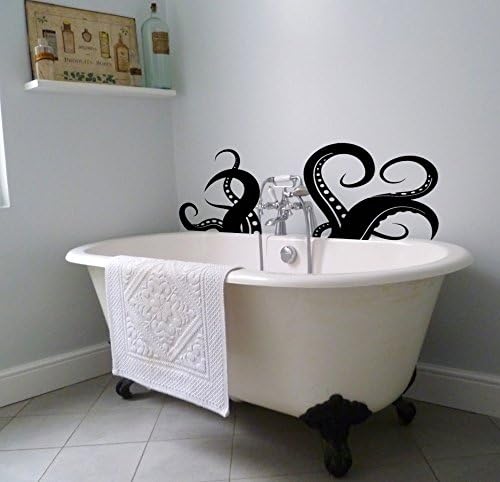 (31" X 14") Vinyl Wall Decal Amazing Octopus Tentacle / Sea Creature Bathroom Art Decor Sticker / Bath DIY Mural + Free Random Decal Gift