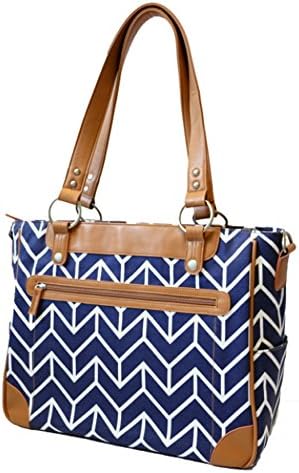 Kailo Chic Camera and Laptop Tote in Navy and Camel Arrows