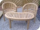 Solid Teak Banana Bench Patio Set