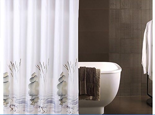 White High-grade Polyester Fabric Shower Curtain with Stone Landscape Design, Elegant Bathroom Accessory, Personalized Shower Curtains, Thickened, Waterproof and Mildewproof Shower Curtain, 80x80 inches(200x200cm)