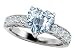 3.00 cttw 925 Sterling Silver 14K White Gold Plated Genuine Heart Shape Aquamarine Engagement Ring - Gold Plated Silver