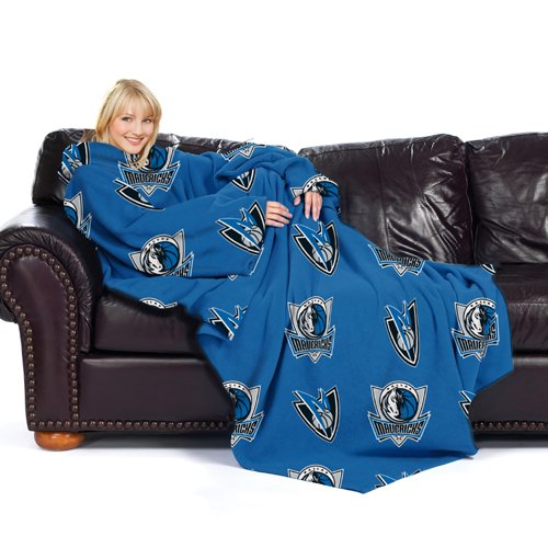 NBA Dallas Mavericks Adult Comfy Throw, Officially Licensed Blanket with Sleeves by Northwest 