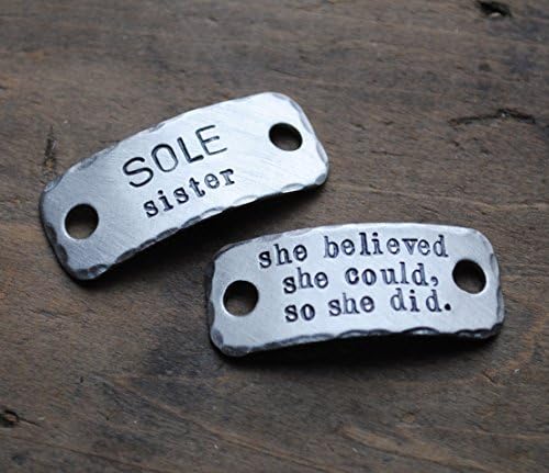 {SET OF TWO TAGS} Athletes shoe lace tag . fitness motivation . team sports jewelry . trainer tags