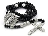 Disco Ball Shamballa Cross Rosary Necklace MC193BK-R M