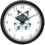 Birman Cat Mom and Kittens Cat - JP - Wall Clock by WatchBuddy Timepieces (Hunter Green Frame)