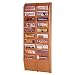 14 Pocket Oak Magazine Wall Rack, Dark Red Mahogany Finish
