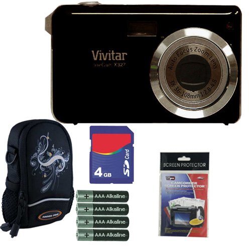 Vivitar X327 10.1MP Digital Camera With 2.7-inch LCD Screen Plus 4GB Accessory Kit