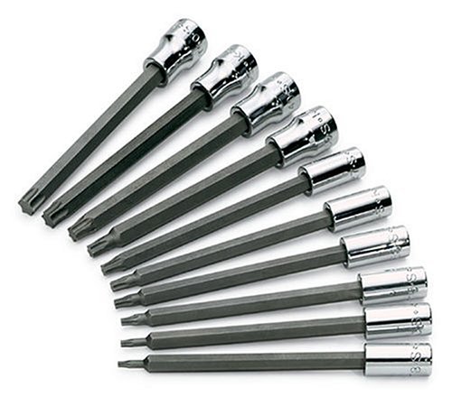 SK Hand Tools 84220 10-Piece 1/4-Inch and 3/8-Inch Drive Long Torx Bit Socket Set