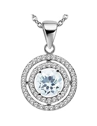 1.39 Ct Round Sky Blue Aquamarine 925 Sterling Silver Pendant