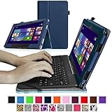 Fintie ASUS Transformer Book 10.1 inch Laptop T100TAM / T100 / T100TA / T100TAF Case - Premium PU Leather Keyboard Stand Cover For ASUS Transformer Book 10.1" Detachable 2-in-1 Touch Laptop, Navy