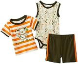 Cutie Pie Baby-Boys Newborn 3 Pack My Best Friend T-Shirt And Short Set, Orange, 6-9 Months