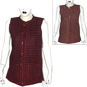 Cotton Vest Ladies Outerwear Quilted Patterns Outdoor Casual Dress Handmade in Jaipur in India... by Ladies' Denim Vests