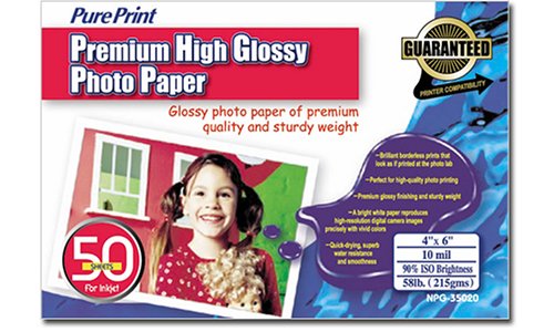 Office Product: PurePrint Premium High Glossy Photo Paper   4inx6in  50 Sheets 